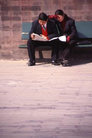 Chinese Couple on Bench 01480